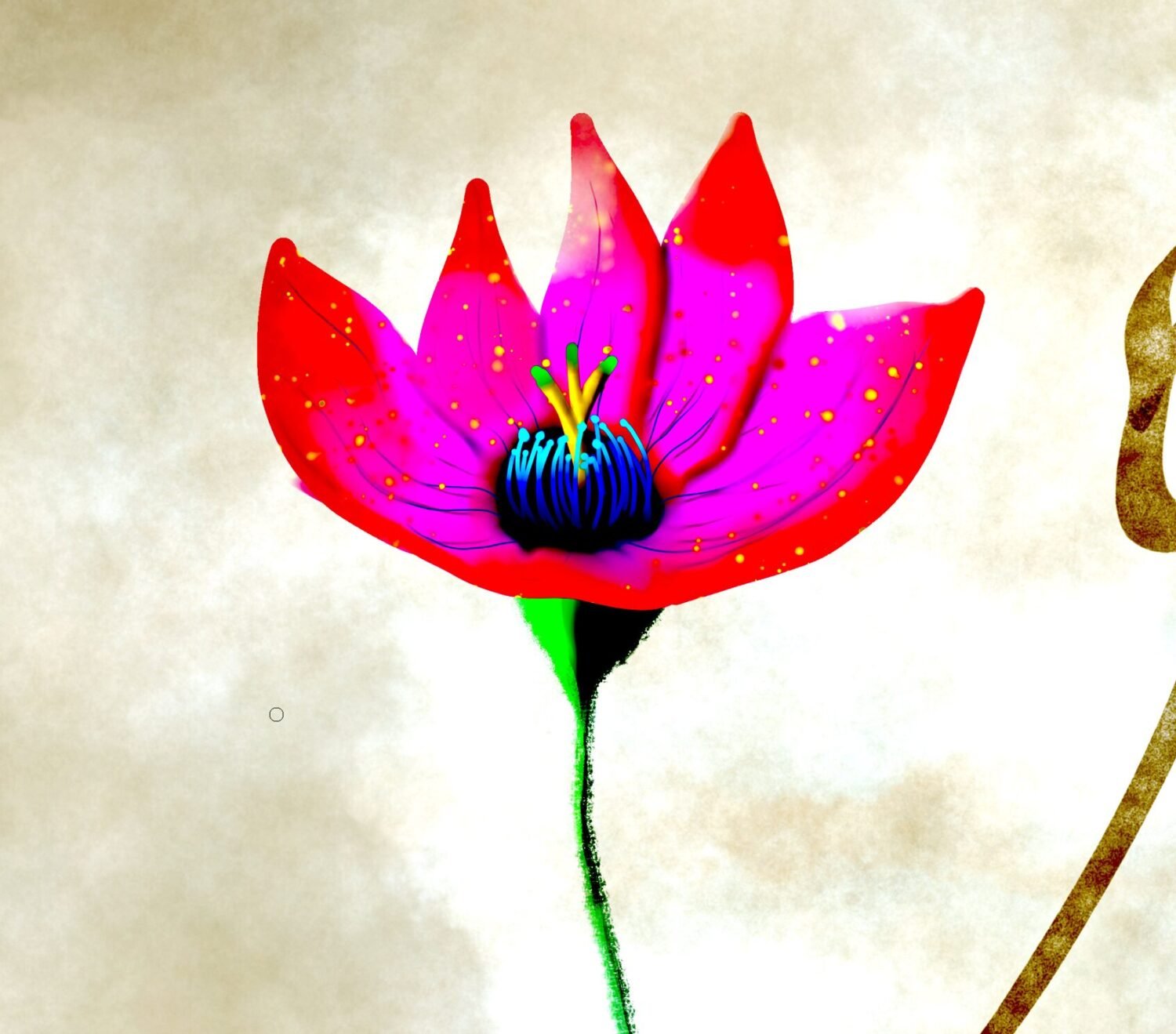 Floral calligraphy artwork by Eldor Art – Matte print from the Eldorart collection featuring celestial bloom and divine symbolism