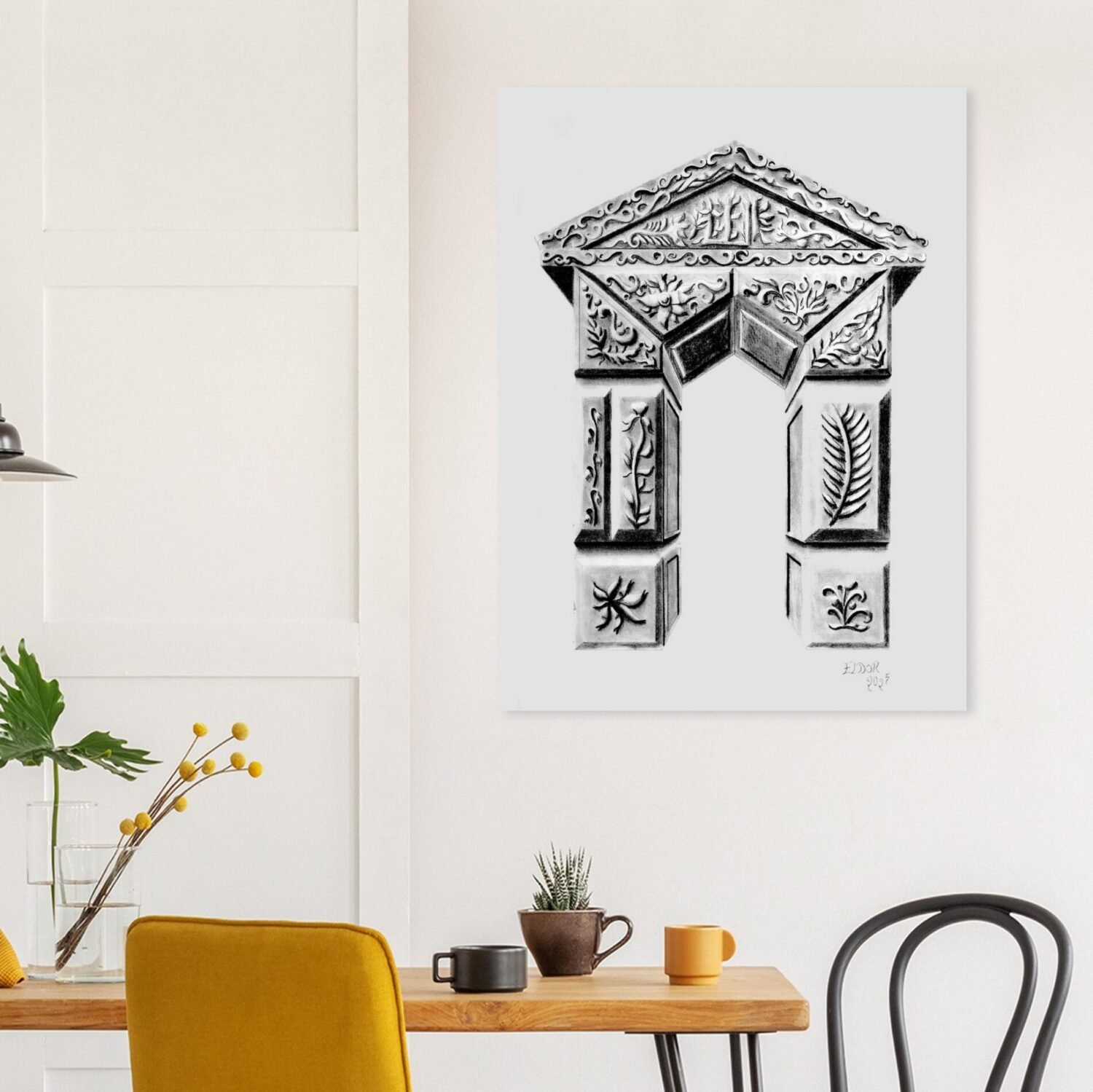 Classical architectural artwork by Eldor Art – Matte print from the Eldorart collection featuring Greco-Roman arches and botanical details