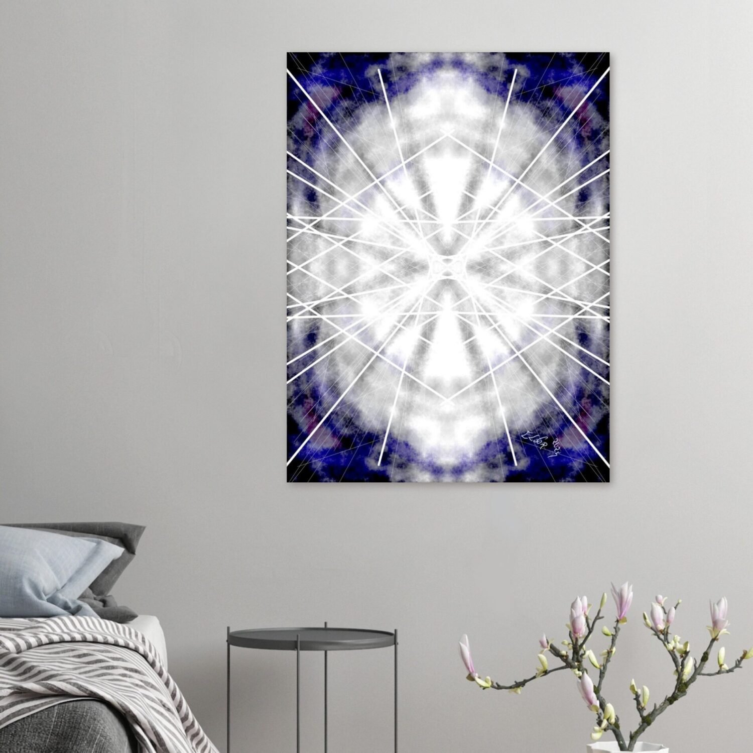Abstract light artwork by Eldor Art – Matte print from the Eldorart collection featuring white radiance and symmetrical glow