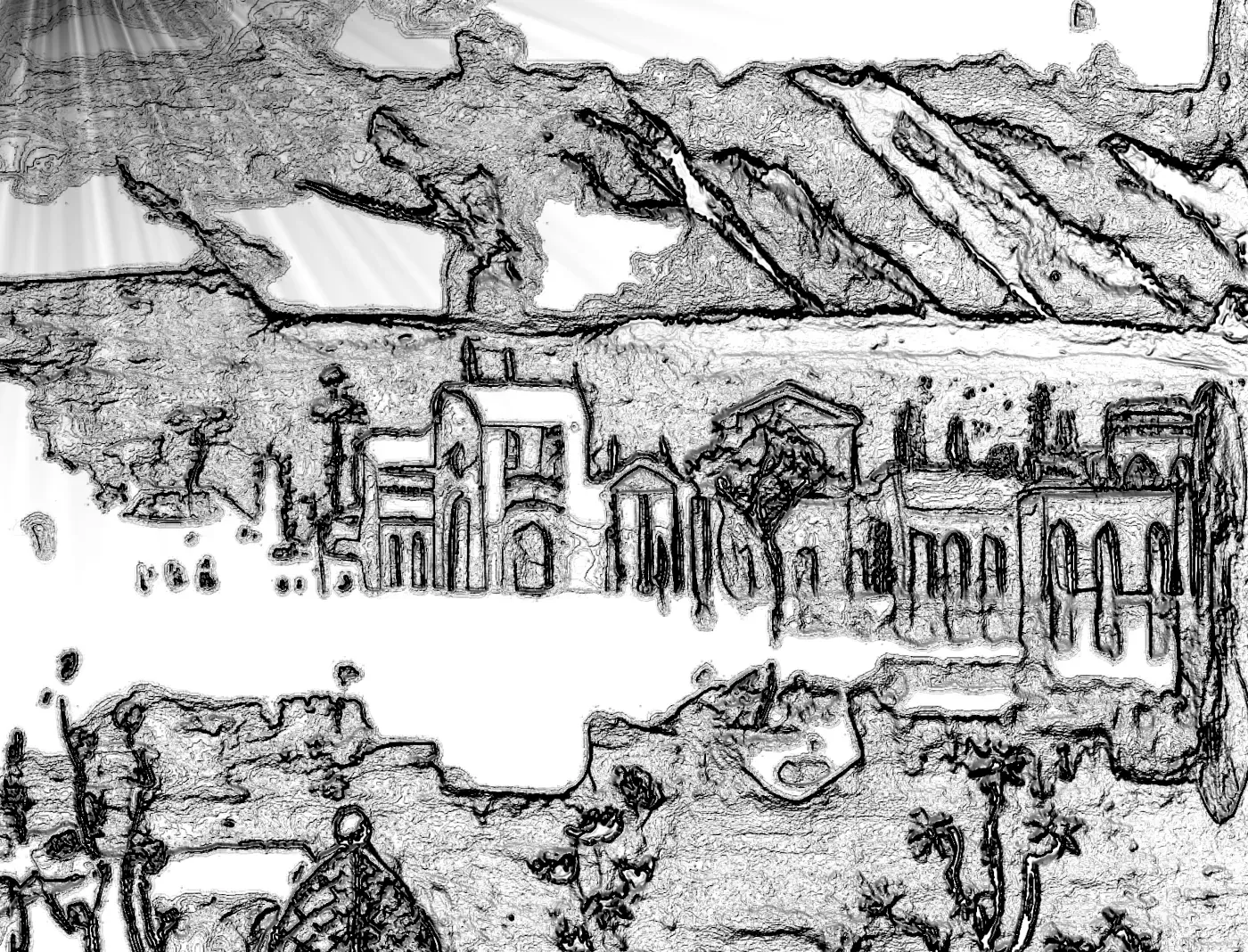 The Fountain of Youth Transfigured by Eldor Art, signed 6K JPEG of a surreal architectural plaza, ready for instant download and professional printing