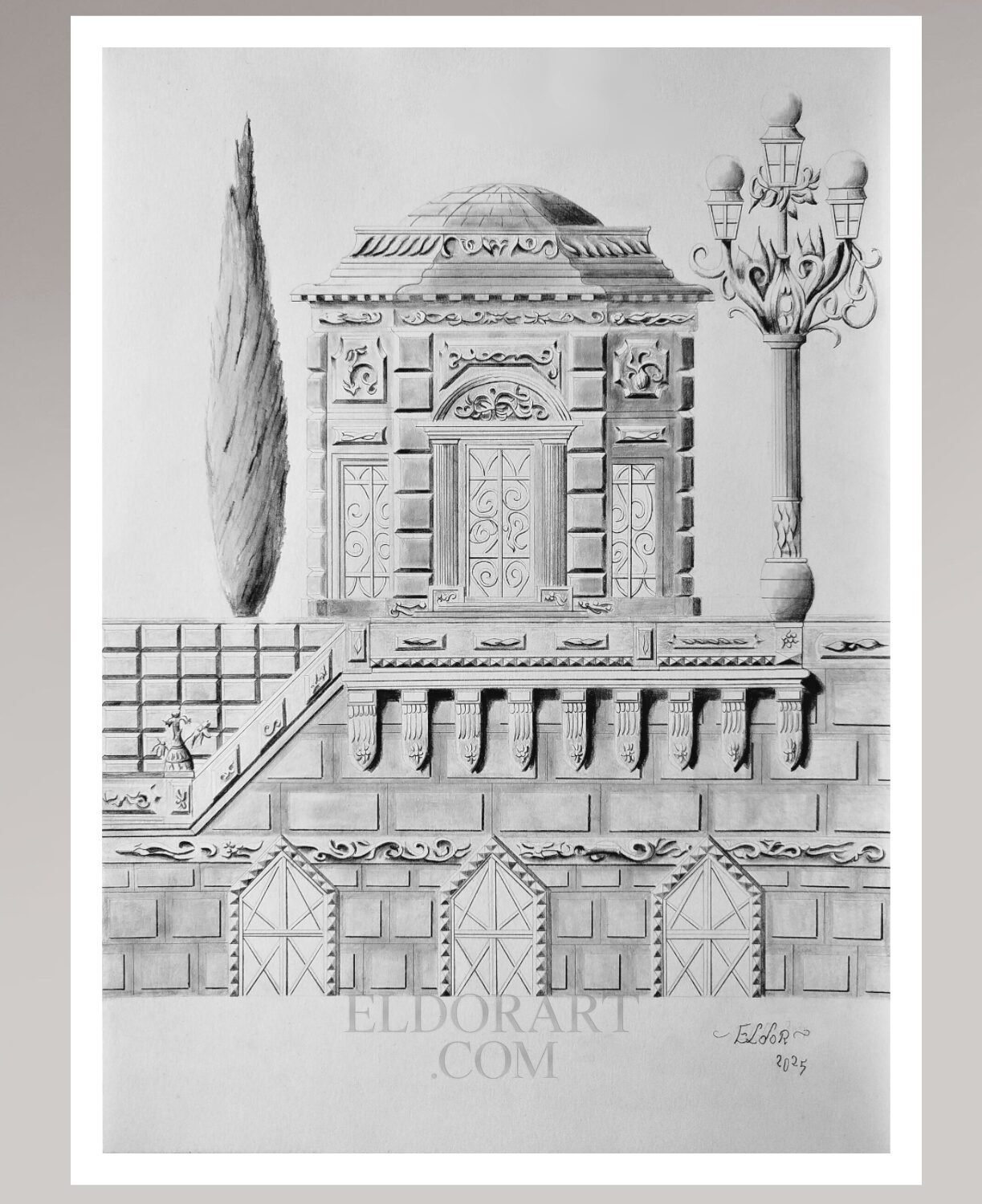 Detailed architectural pencil drawing – The Beautiful Era by Eldor Art